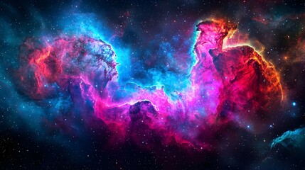 Vibrant Nebula in Deep Space with Blue Pink and Red Hues