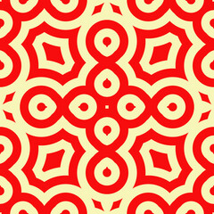 Lozenges, circles ornament. Seamless pattern. Mosaic backdrop. Tiles wallpaper. Ethnic motif. Geometric linear background. Digital paper. Geometrical textile print. Embroidery image.