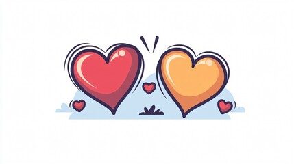Chat Vector Icon: Flat Cartoon Chat Bubbles with Hearts