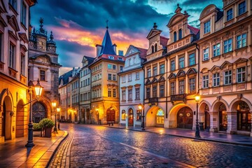 Fototapeta premium Prague Old Town Charles Square Historic Houses Night Photography