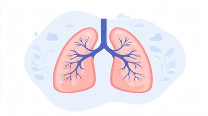 Human Lung Anatomy with Bronchial System Vector Icon