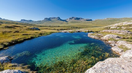 Fototapeta premium Clear mountain pool, Scottish Highlands landscape
