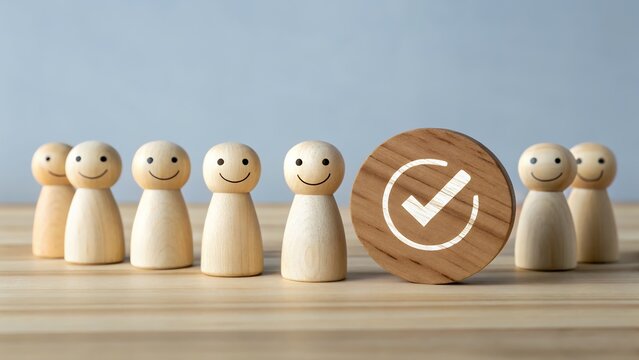 Teamwork Triumphs: Wooden Figures Celebrate Success, Quality, and Leadership. A perfect visual for business, collaboration, and achieving goals.      