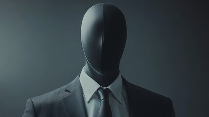 A man in a suit and tie with a face on his back