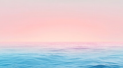 Obraz premium Ocean horizon with a pastel gradient sky blending into a tranquil water surface, creating a calm and serene background with soft hues. The peaceful scenery radiates relaxation and harmony.
