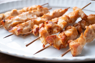 Grilled chicken Meat On Yakitori Style Meal Japanese Food