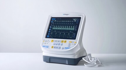 A side view of an ultrasound system with a curved probe, positioned for abdominal scanning.