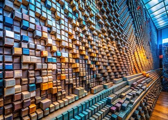 Naklejka premium Recycled Keyboard Art Installation: Architectural Photography of Sustainable Design