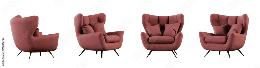 Poster armchair set isolated on transparent background. 3d render. 3d illustration.
