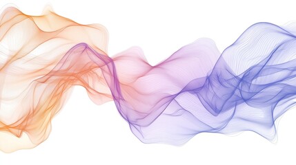 Obraz premium Abstract flowing waves, multicolored smoke-like patterns, white background, digital art