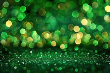 Fototapeta premium sparkling lights against a dark green backdrop, perfect for adding a touch of magic and wonder to your projects.