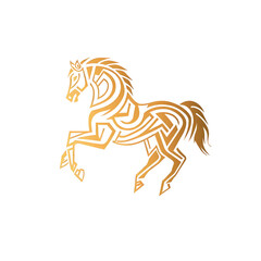 Isolated Golden Geometric Horse Silhouette