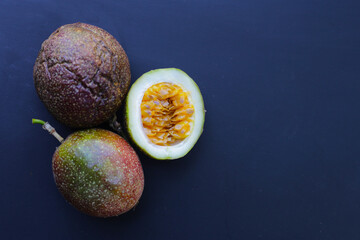 Ripe purple passion fruits, Tropical fruits