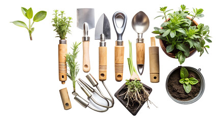garden tools isolated on white background