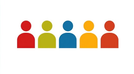 Obraz premium Set of colorful minimalistic icons representing people in a flat style, ideal for use in user interfaces, websites, or marketing materials