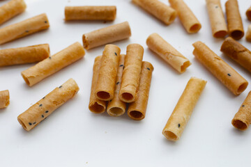 Thai snack, crispy coconut rolls