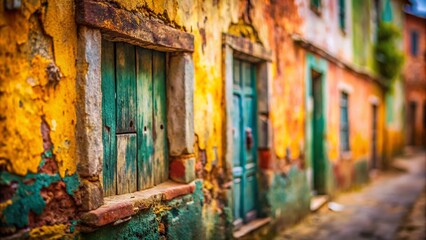 Naklejka premium Rustic Limewashed Wall Texture: Miniature Tilt-Shift Background