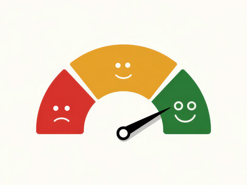 Smiley face meter indicating customer satisfaction levels