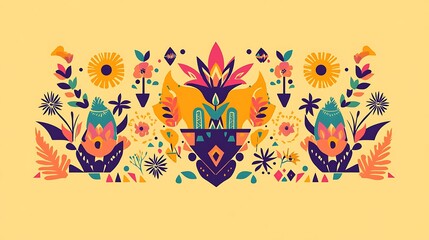 Minimalist Cinco de Mayo backdrop with vibrant hues, geometric shapes, and text space

