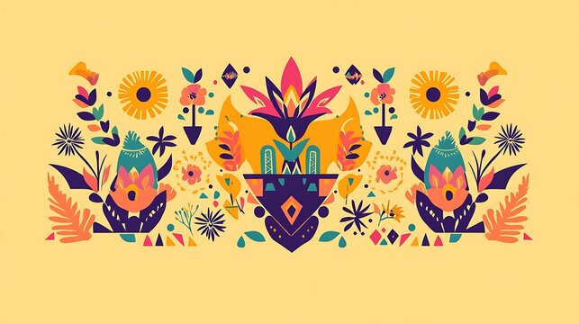 Minimalist Cinco de Mayo backdrop with vibrant hues, geometric shapes, and text space

