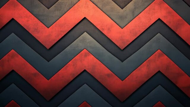 Textured red and black zigzag pattern creates a striking visual effect on a modern wall design
