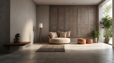 Modern Beige Round Sofa in Minimalist Living Room Design