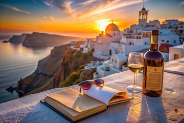 Santorini Sunset Oia Village, Aegean Sea, Greece - Romantic Travel Scenery