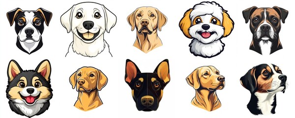 Obraz premium Cheerful Dog Portraits Showcasing Various Breeds and Expressions