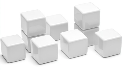 Fototapeta premium White cubes arranged in stacks, graphic design element, presentation, on white background