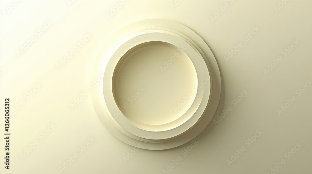 Poster Circular white object with layered design on a neutral background presenting a minimalist aesthetic. Generative AI