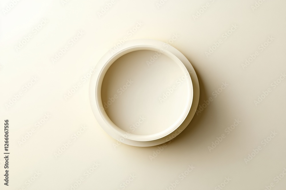 Poster minimalistic circular design featuring a smooth white surface at different angles in soft lighting. 