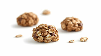 Obraz premium Bola Oat Cokelat Chip Terisolasi di Atas Putih