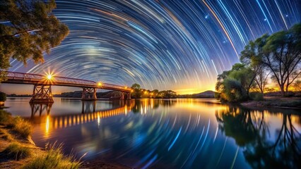 Fototapeta premium Serene Nightfall at Ivanhoe Crossing, Ord River, Kununurra, Australia - Low Light Landscape Photography