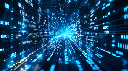 Obraz premium Digital Art: A Deep Blue Core of Radiant Particles