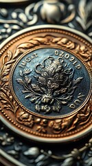 Close-up macro vintage coin high resolution hd photo