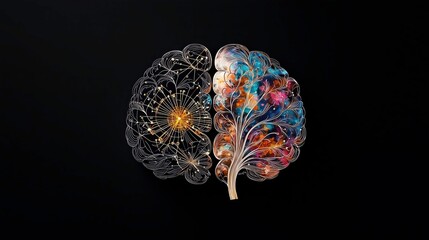 Fototapeta premium Abstract Artistic Brain on Black Background