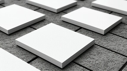 Business cards blank mockup floating over a textured gray background. Use promotion