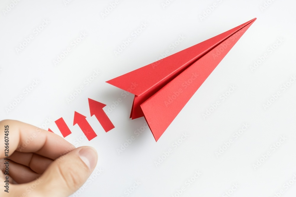 Leinwandbilder red paper plane representing innovation and strategy for business success on white background with c