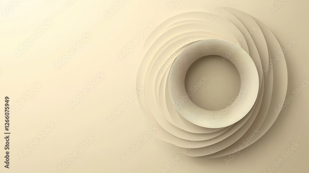 Poster Circular design with layered textures in neutral tones on a minimalist background. Generative AI