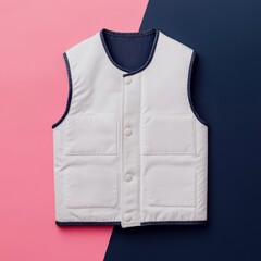 Naklejka premium Stylish Monochrome Vest with Pockets Displayed on a Color Block Background for Mockup Use