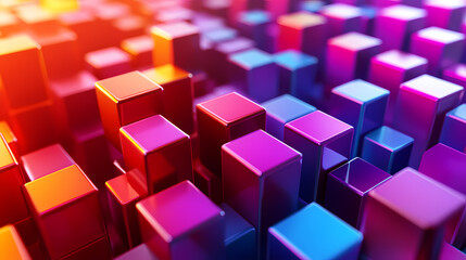 Vibrant 3D Blocks in Red and Blue Tones