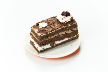 Slice of Chocolate Cake with Whipped Cream