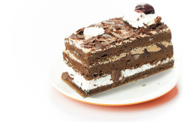 Slice of Chocolate Cake with Whipped Cream