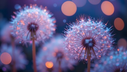 Magical Glowing Dandelions with Dreamy Blurred Background