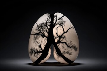 Tree silhouette inside lungs symbolizing nature and respiration connection