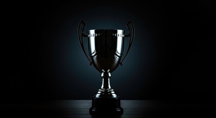 Silver trophy against dark background with subtle lighting
