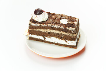 Slice of Chocolate Cake with Whipped Cream