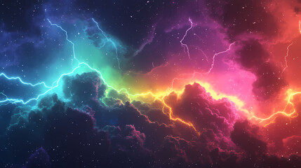 Fototapeta premium Png electric lightning bolt effect. Rainbow Storms. Illustration