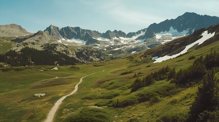 Aerial view of rugged mountain pass with dramatic light and shadow interplay