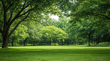 Obraz premium Lush Green Park With Trees And Grass